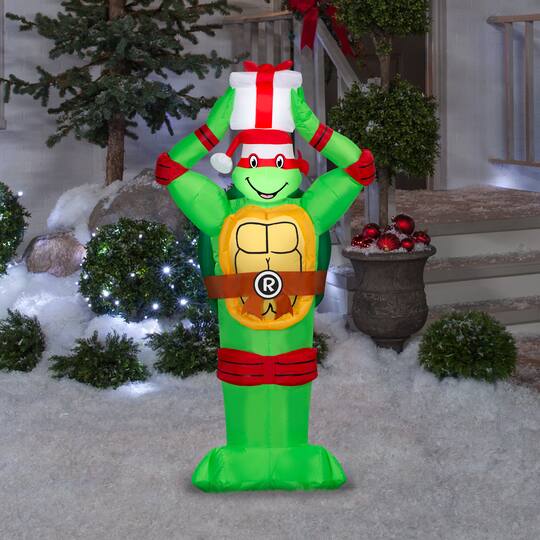 4ft. Airblown® Paramount Inflatable Classic Teenage Mutant Ninja Turtles Raphael with Present Christmas Light Décor